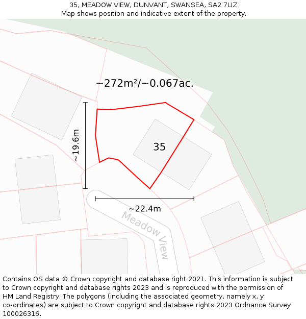 35, MEADOW VIEW, DUNVANT, SWANSEA, SA2 7UZ: Plot and title map
