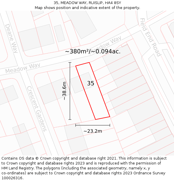 35, MEADOW WAY, RUISLIP, HA4 8SY: Plot and title map
