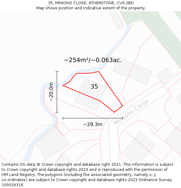 35, MINIONS CLOSE, ATHERSTONE, CV9 2BD: Plot and title map