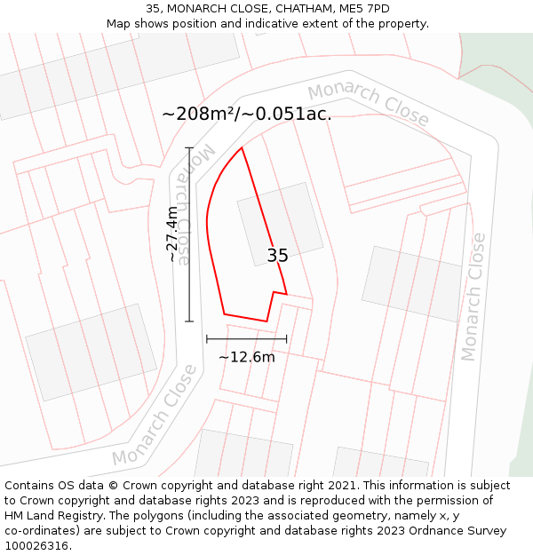35, MONARCH CLOSE, CHATHAM, ME5 7PD: Plot and title map