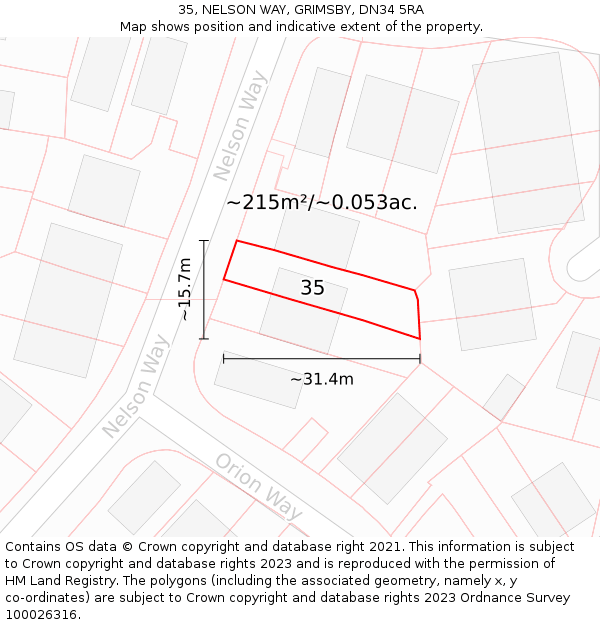 35, NELSON WAY, GRIMSBY, DN34 5RA: Plot and title map