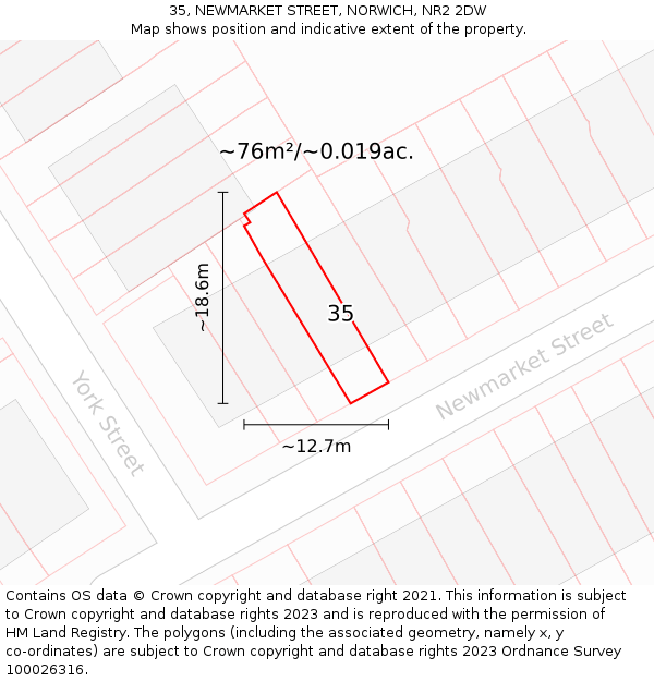 35, NEWMARKET STREET, NORWICH, NR2 2DW: Plot and title map