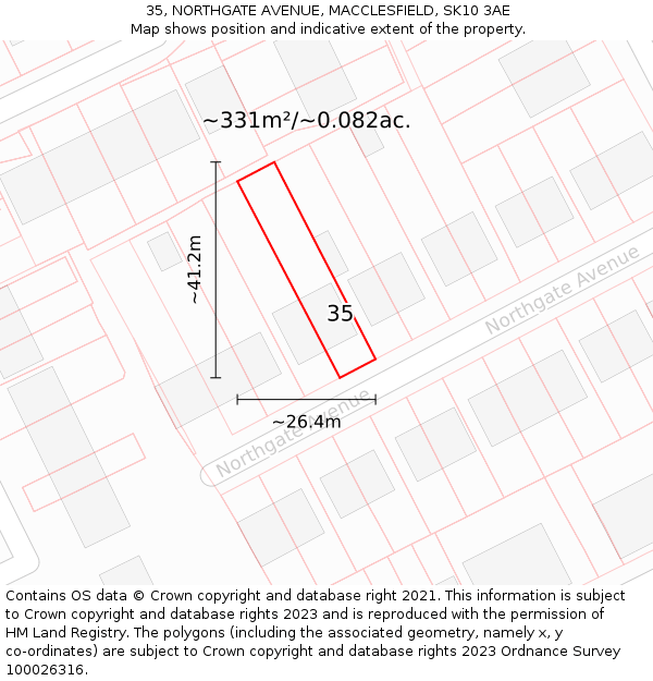 35, NORTHGATE AVENUE, MACCLESFIELD, SK10 3AE: Plot and title map