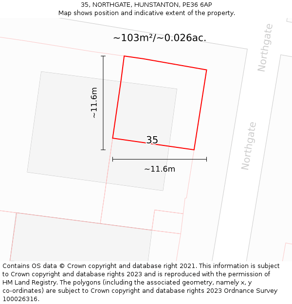 35, NORTHGATE, HUNSTANTON, PE36 6AP: Plot and title map