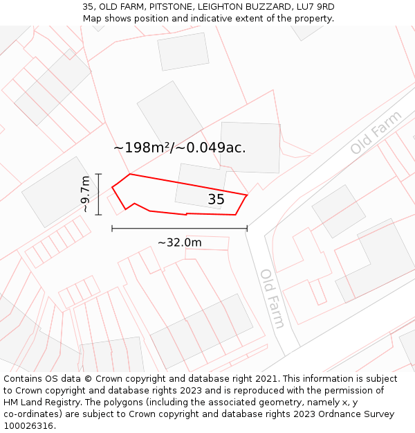35, OLD FARM, PITSTONE, LEIGHTON BUZZARD, LU7 9RD: Plot and title map