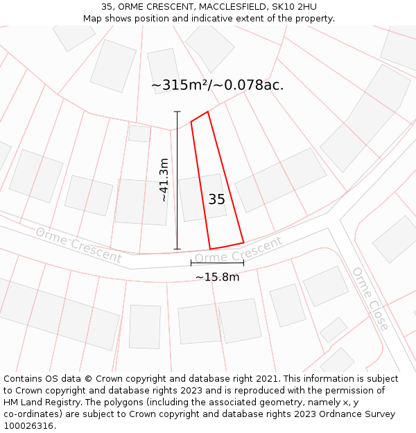 35, ORME CRESCENT, MACCLESFIELD, SK10 2HU: Plot and title map
