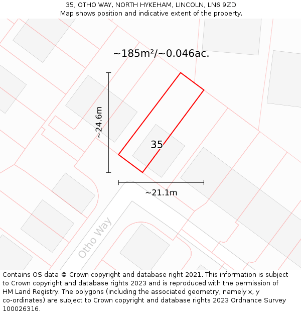 35, OTHO WAY, NORTH HYKEHAM, LINCOLN, LN6 9ZD: Plot and title map