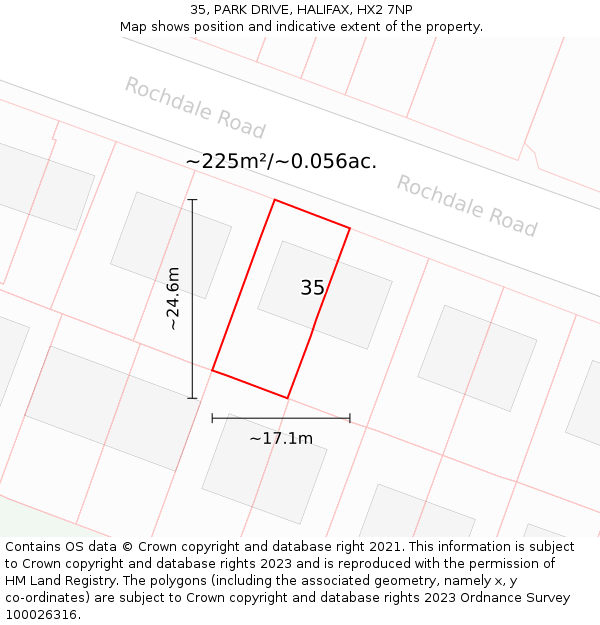 35, PARK DRIVE, HALIFAX, HX2 7NP: Plot and title map