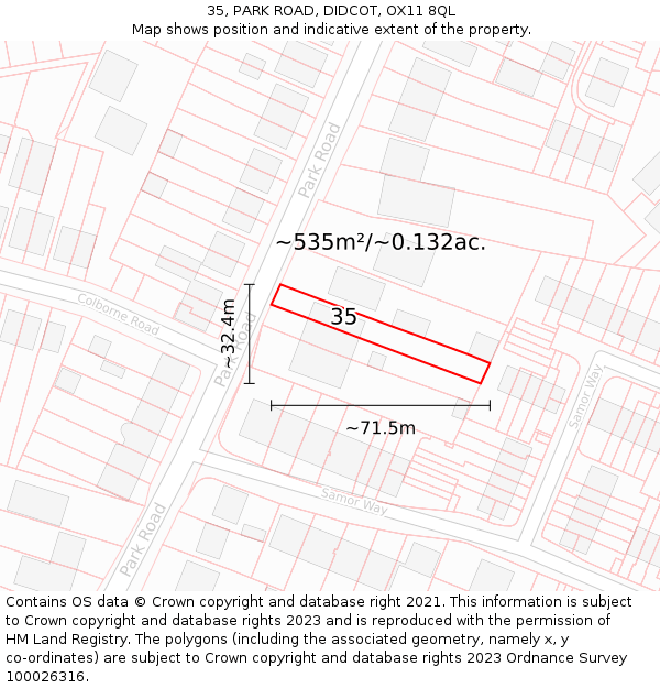 35, PARK ROAD, DIDCOT, OX11 8QL: Plot and title map