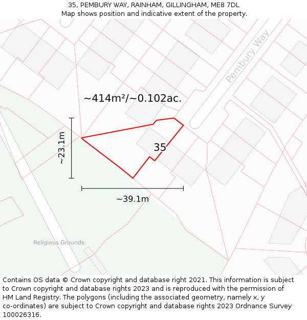 35, PEMBURY WAY, RAINHAM, GILLINGHAM, ME8 7DL: Plot and title map