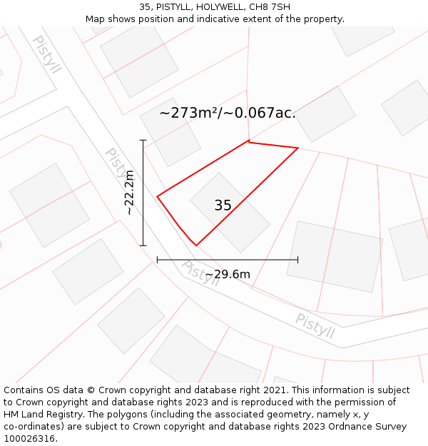35, PISTYLL, HOLYWELL, CH8 7SH: Plot and title map