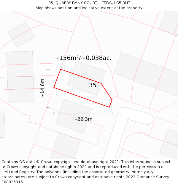 35, QUARRY BANK COURT, LEEDS, LS5 3NT: Plot and title map