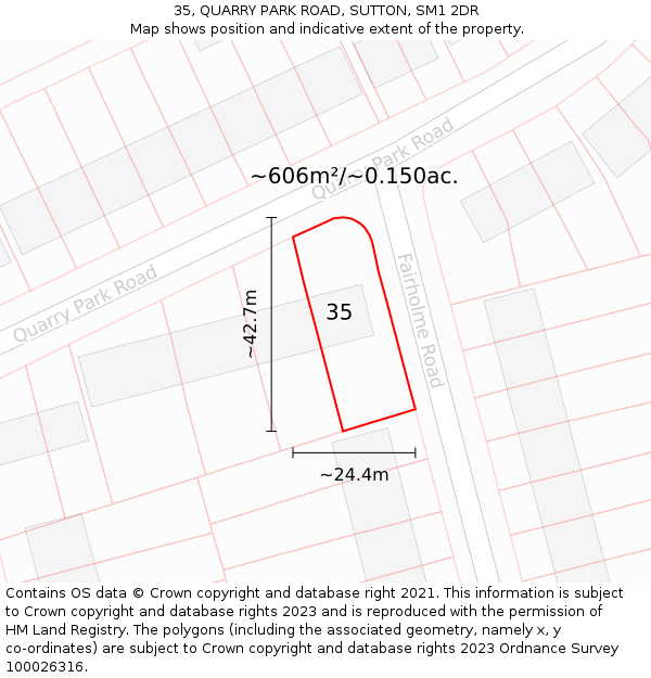 35, QUARRY PARK ROAD, SUTTON, SM1 2DR: Plot and title map