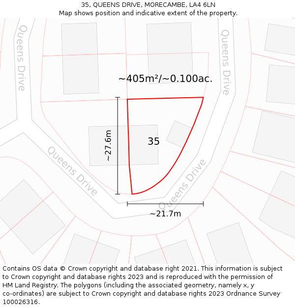 35, QUEENS DRIVE, MORECAMBE, LA4 6LN: Plot and title map