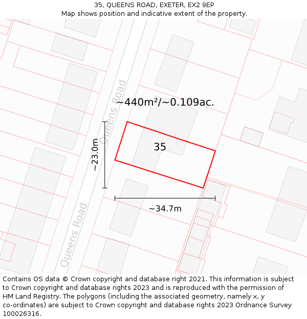 35, QUEENS ROAD, EXETER, EX2 9EP: Plot and title map
