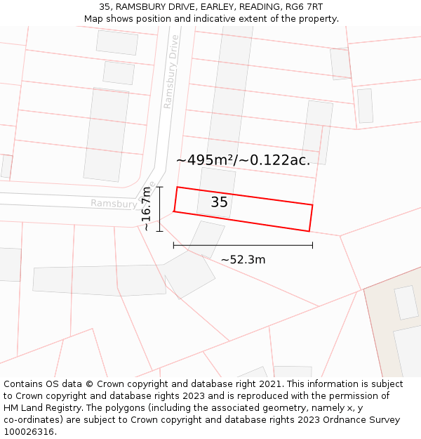 35, RAMSBURY DRIVE, EARLEY, READING, RG6 7RT: Plot and title map