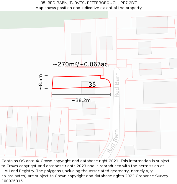 35, RED BARN, TURVES, PETERBOROUGH, PE7 2DZ: Plot and title map