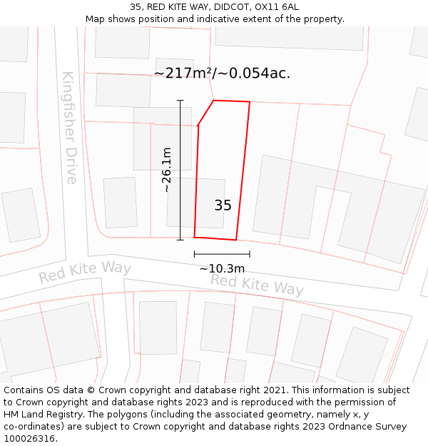 35, RED KITE WAY, DIDCOT, OX11 6AL: Plot and title map