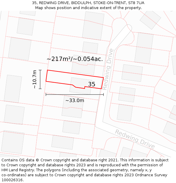 35, REDWING DRIVE, BIDDULPH, STOKE-ON-TRENT, ST8 7UA: Plot and title map