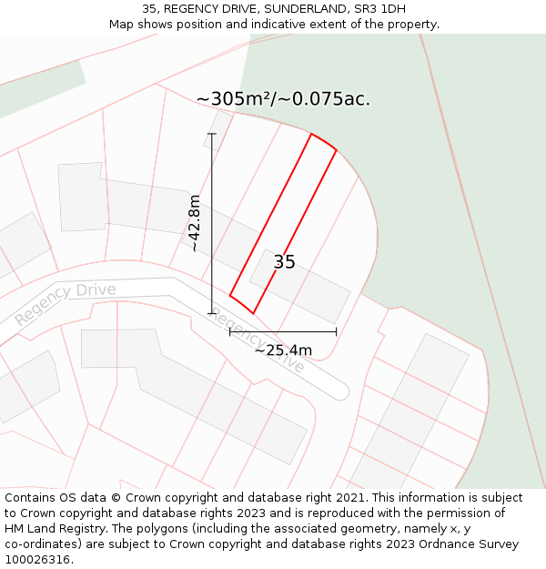 35, REGENCY DRIVE, SUNDERLAND, SR3 1DH: Plot and title map