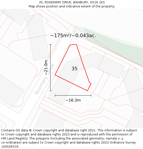 35, ROSEMARY DRIVE, BANBURY, OX16 1ES: Plot and title map