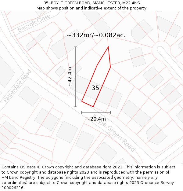 35, ROYLE GREEN ROAD, MANCHESTER, M22 4NS: Plot and title map