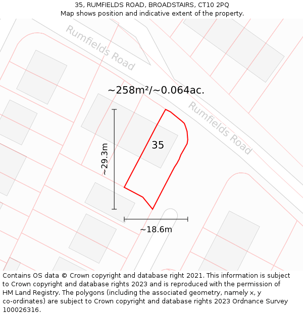 35, RUMFIELDS ROAD, BROADSTAIRS, CT10 2PQ: Plot and title map