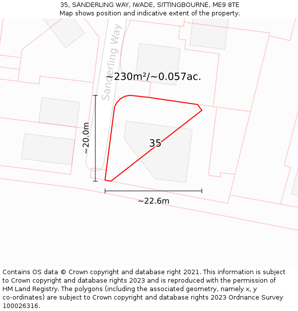 35, SANDERLING WAY, IWADE, SITTINGBOURNE, ME9 8TE: Plot and title map