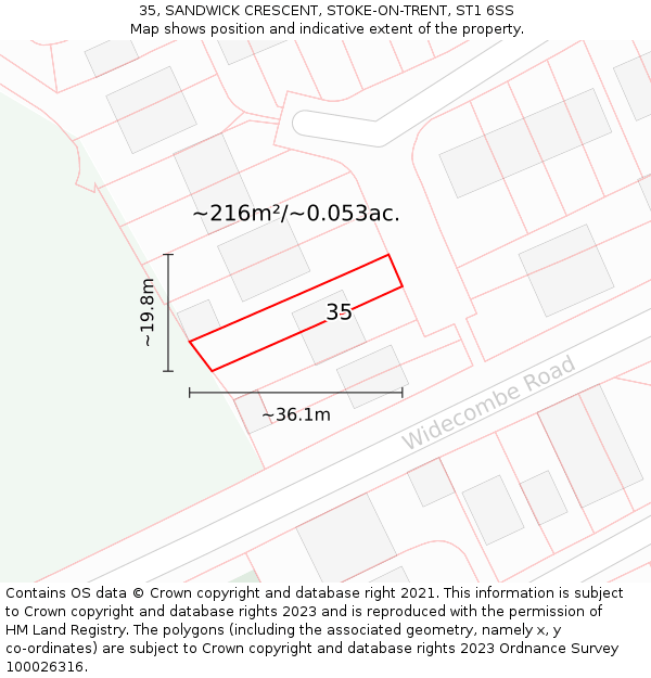 35, SANDWICK CRESCENT, STOKE-ON-TRENT, ST1 6SS: Plot and title map