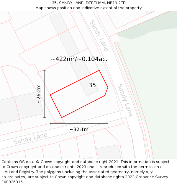 35, SANDY LANE, DEREHAM, NR19 2EB: Plot and title map