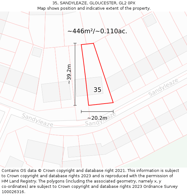 35, SANDYLEAZE, GLOUCESTER, GL2 0PX: Plot and title map