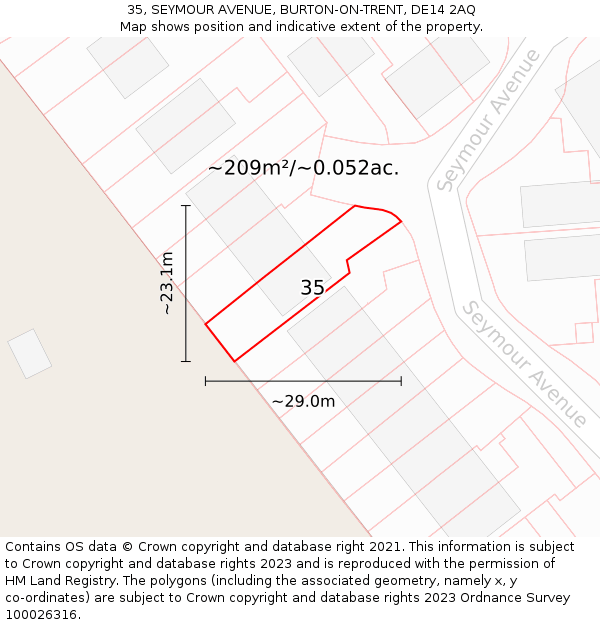 35, SEYMOUR AVENUE, BURTON-ON-TRENT, DE14 2AQ: Plot and title map