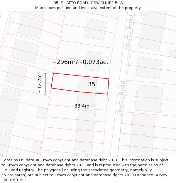 35, SHAFTO ROAD, IPSWICH, IP1 5HA: Plot and title map