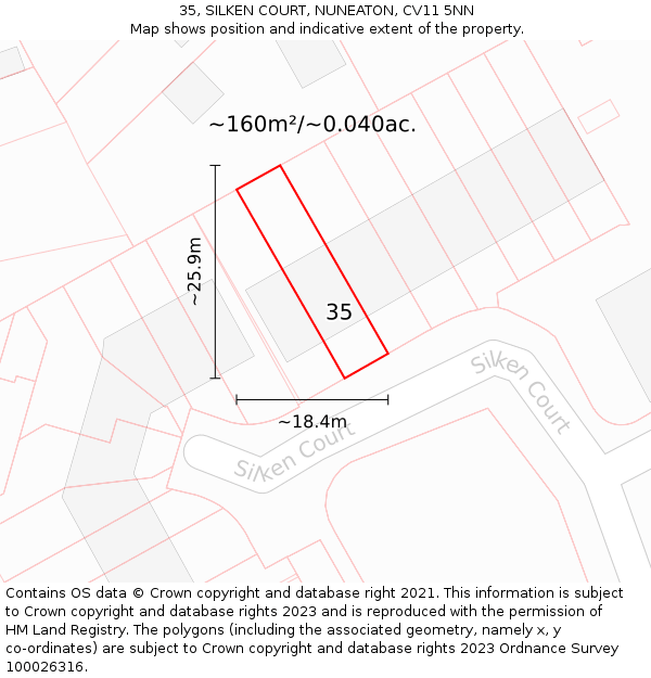 35, SILKEN COURT, NUNEATON, CV11 5NN: Plot and title map