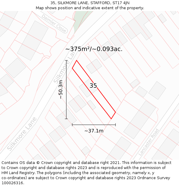 35, SILKMORE LANE, STAFFORD, ST17 4JN: Plot and title map