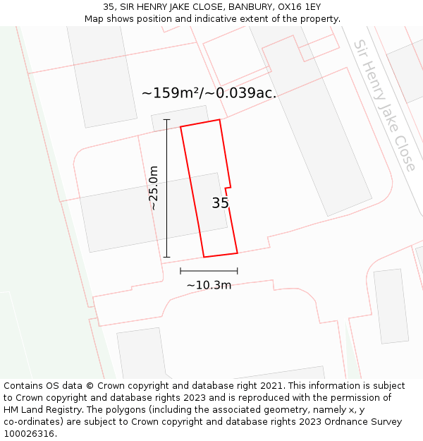 35, SIR HENRY JAKE CLOSE, BANBURY, OX16 1EY: Plot and title map