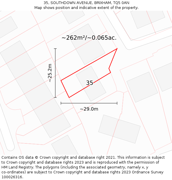35, SOUTHDOWN AVENUE, BRIXHAM, TQ5 0AN: Plot and title map