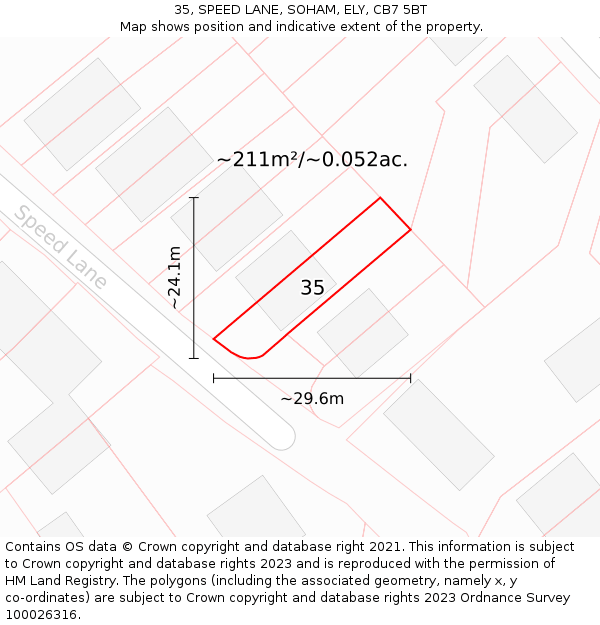 35, SPEED LANE, SOHAM, ELY, CB7 5BT: Plot and title map