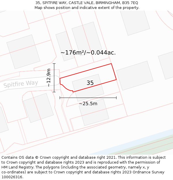 35, SPITFIRE WAY, CASTLE VALE, BIRMINGHAM, B35 7EQ: Plot and title map