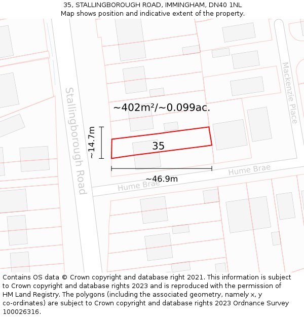 35, STALLINGBOROUGH ROAD, IMMINGHAM, DN40 1NL: Plot and title map