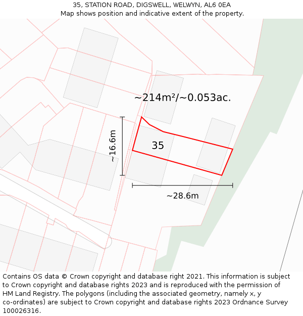 35, STATION ROAD, DIGSWELL, WELWYN, AL6 0EA: Plot and title map