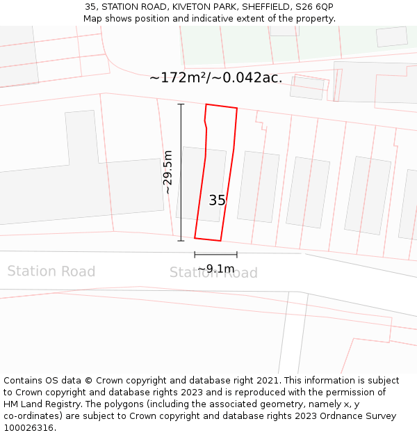 35, STATION ROAD, KIVETON PARK, SHEFFIELD, S26 6QP: Plot and title map
