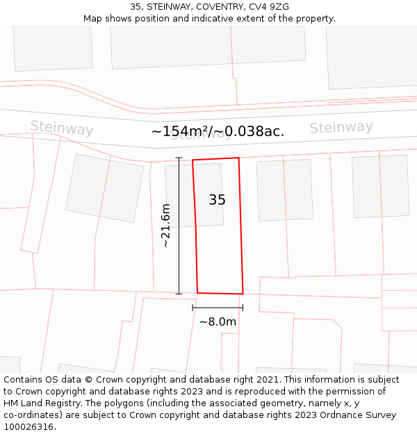 35, STEINWAY, COVENTRY, CV4 9ZG: Plot and title map