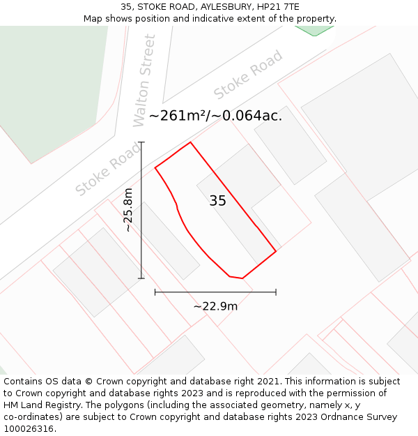 35, STOKE ROAD, AYLESBURY, HP21 7TE: Plot and title map