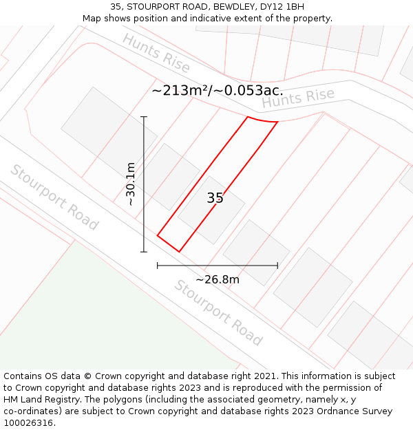 35, STOURPORT ROAD, BEWDLEY, DY12 1BH: Plot and title map