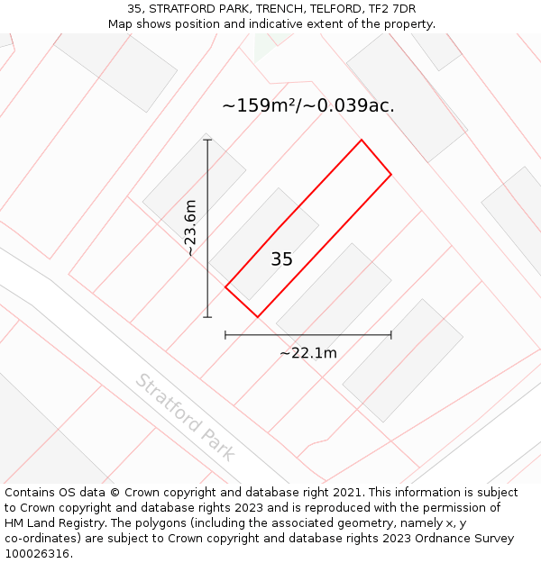 35, STRATFORD PARK, TRENCH, TELFORD, TF2 7DR: Plot and title map