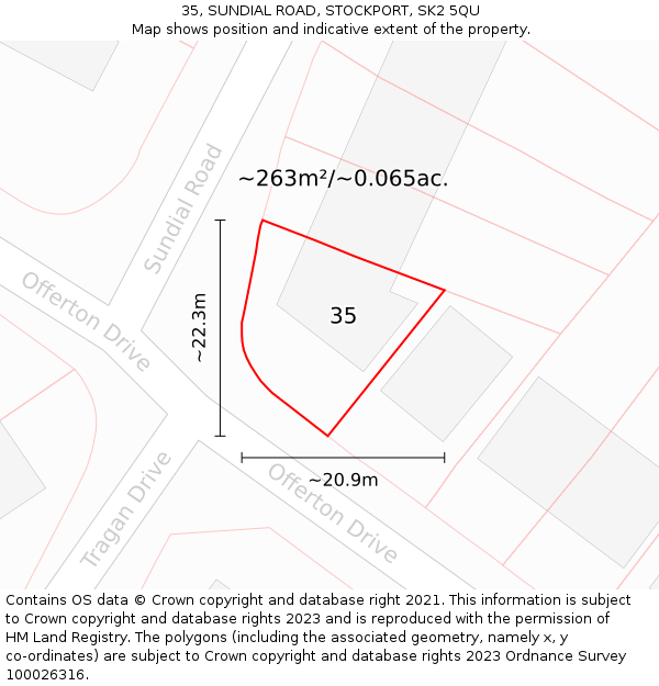 35, SUNDIAL ROAD, STOCKPORT, SK2 5QU: Plot and title map