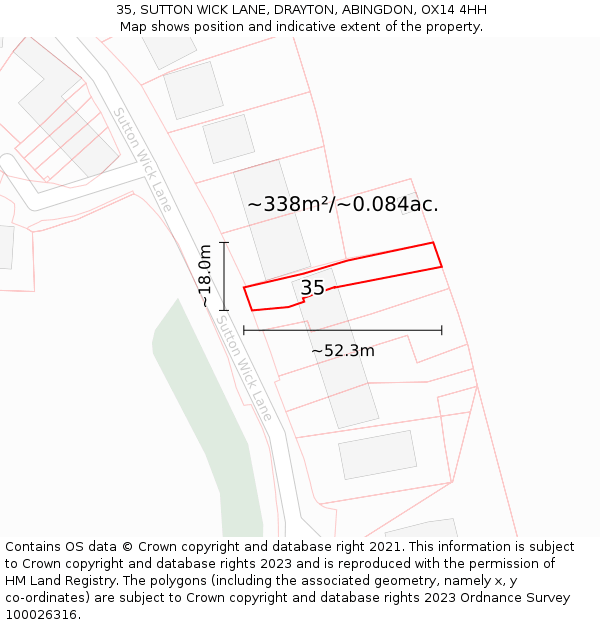 35, SUTTON WICK LANE, DRAYTON, ABINGDON, OX14 4HH: Plot and title map