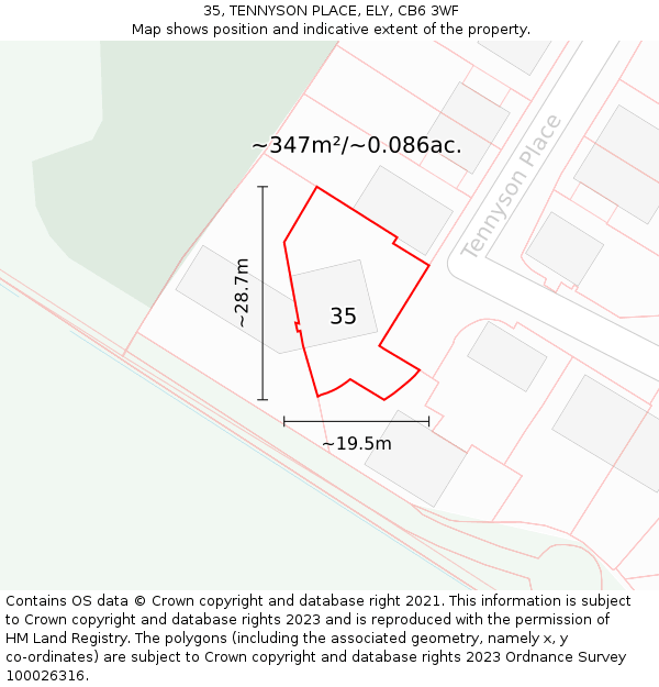 35, TENNYSON PLACE, ELY, CB6 3WF: Plot and title map