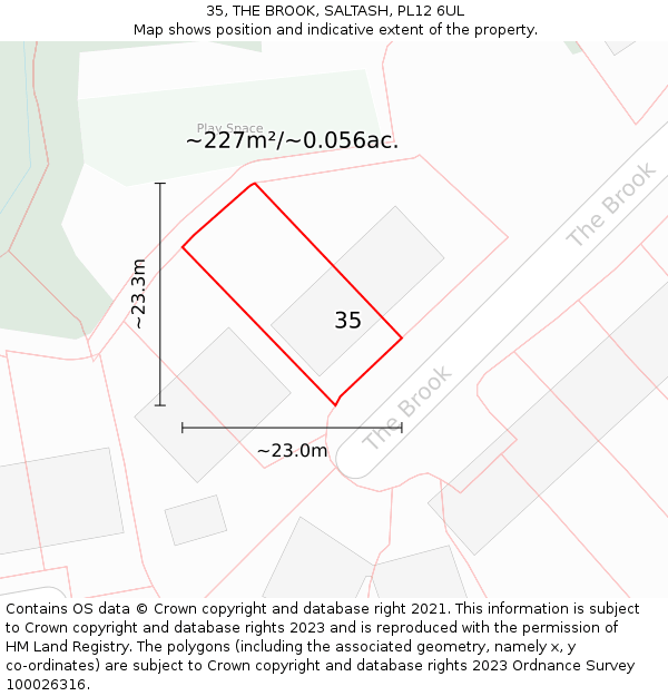 35, THE BROOK, SALTASH, PL12 6UL: Plot and title map